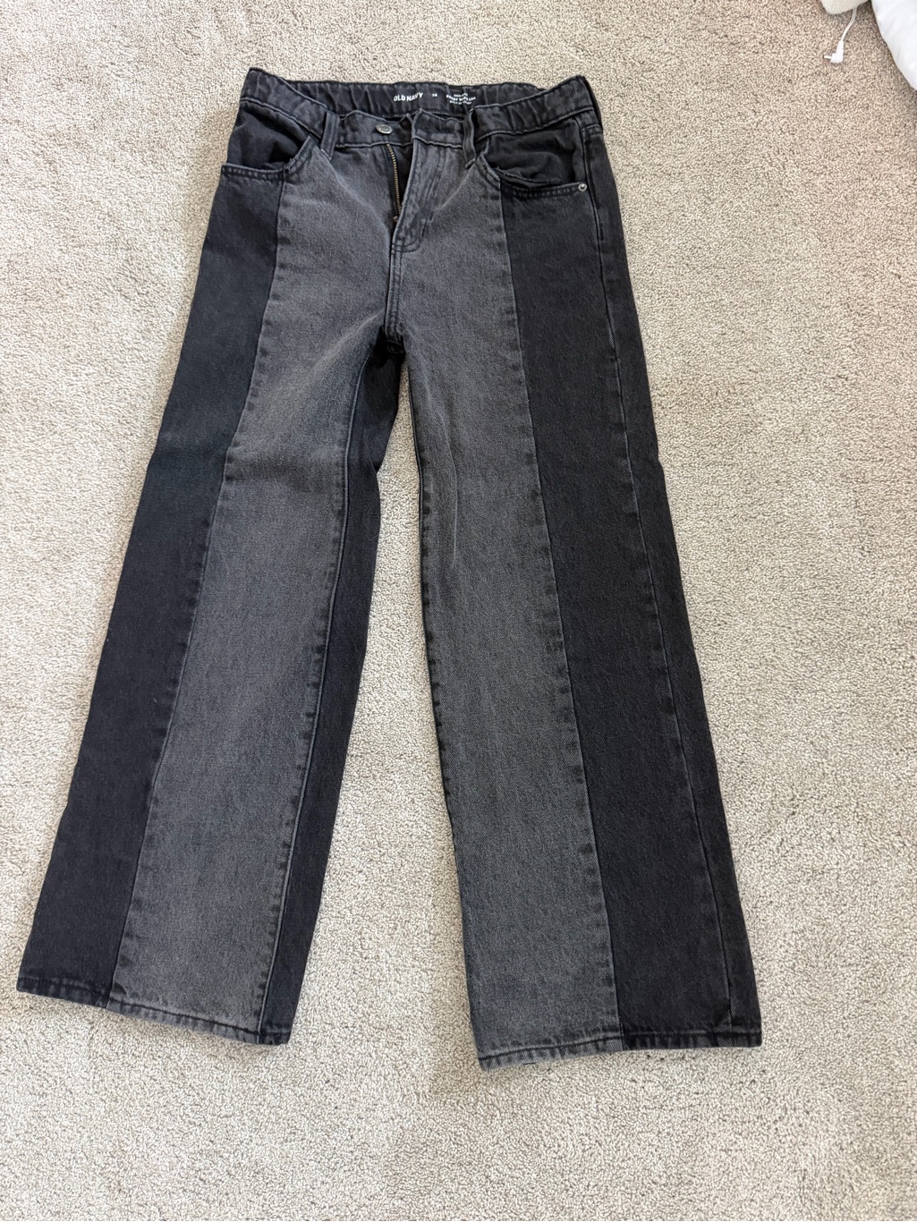 Old Navy Two-Tone Black And Gray Kids’ Wide-Leg Jeans